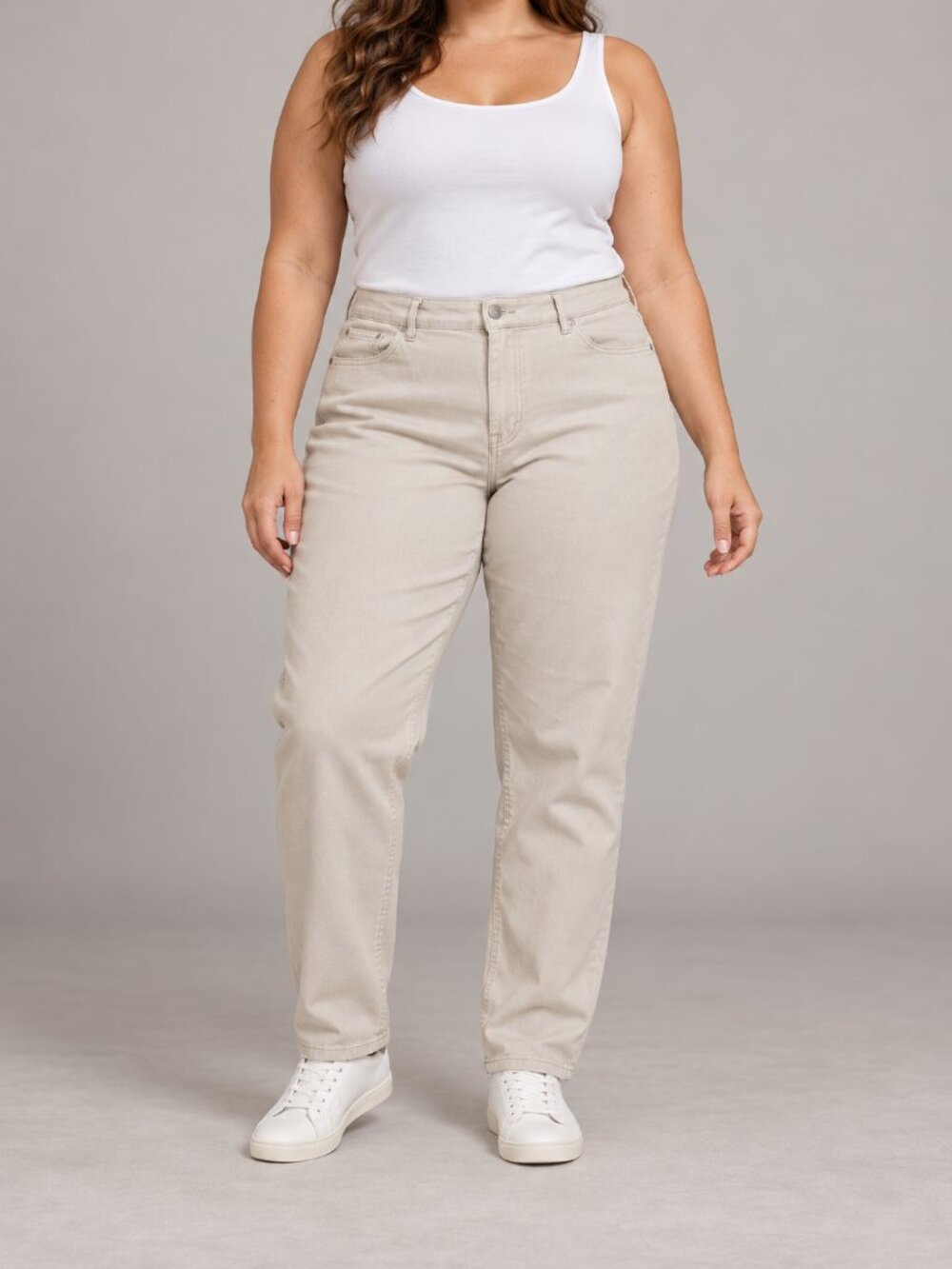 Bandolino Karyn Boyfriend Jeans Size 16 Light Beige